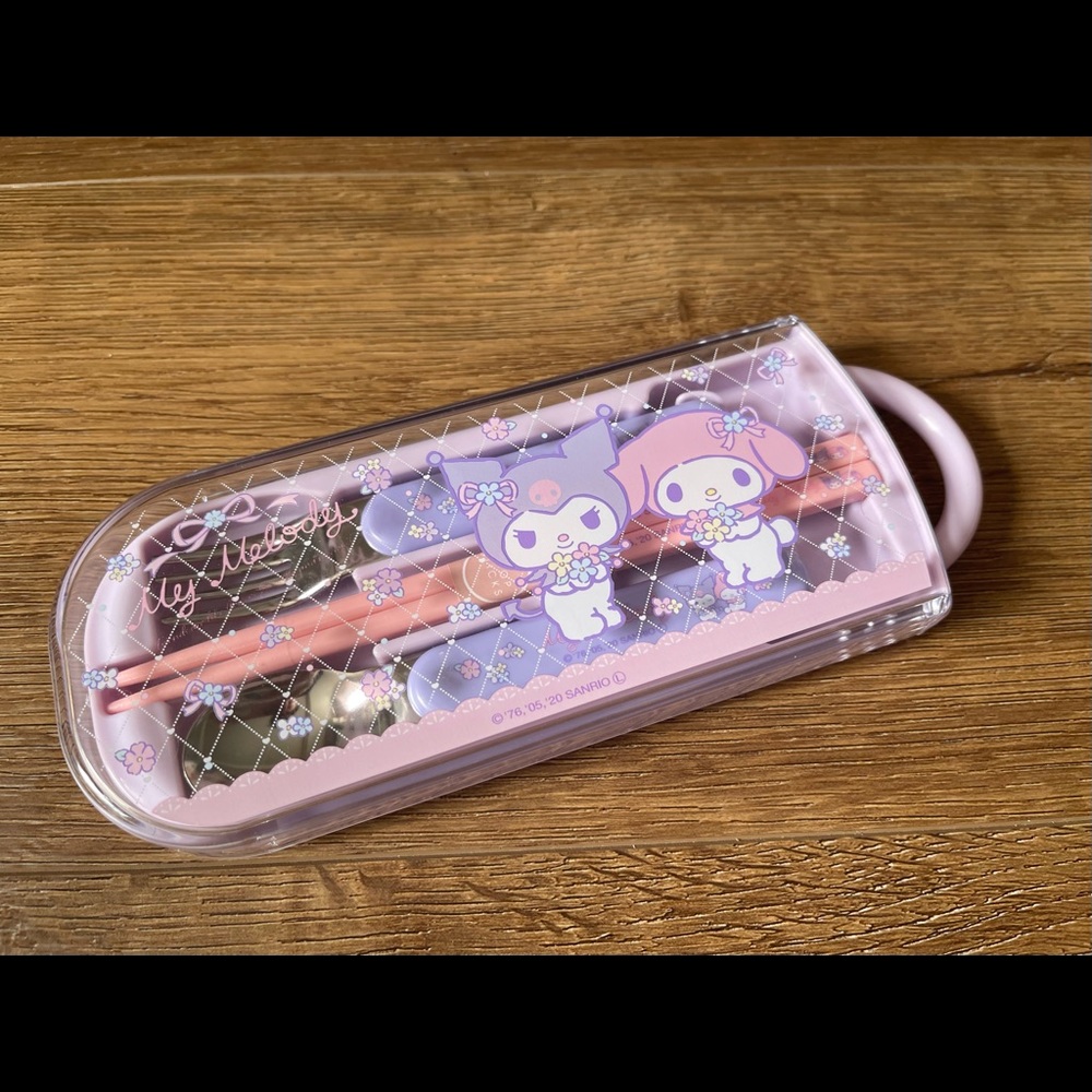 KUROMI & MY MELODY-Imported (NWT) Travel Utensils Set with Case